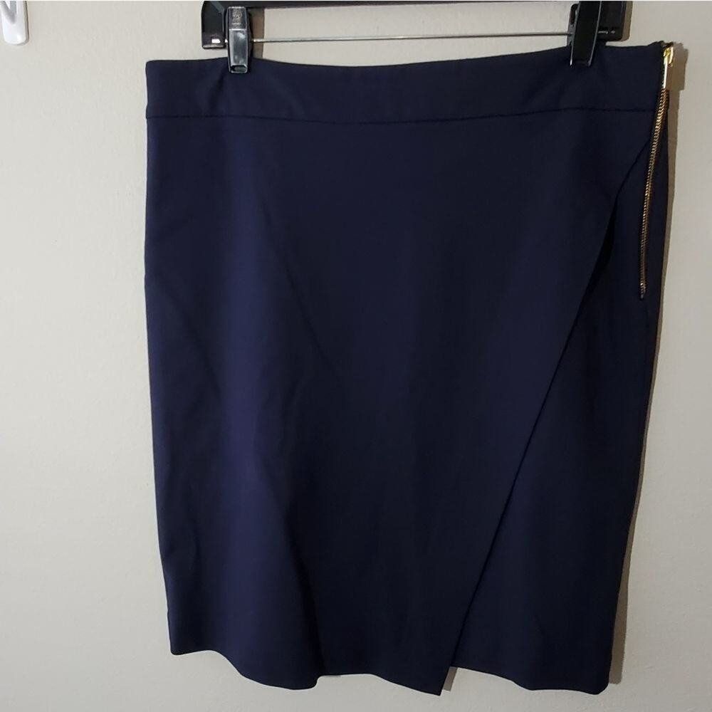 Premise zippered detail pencil skirt women's Navy Blue plus size 14
